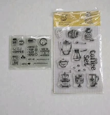 New Clear Cling STAMP Coffee Bean Latte Caffeine Cupcake Sugar Coffee Cup Spoon