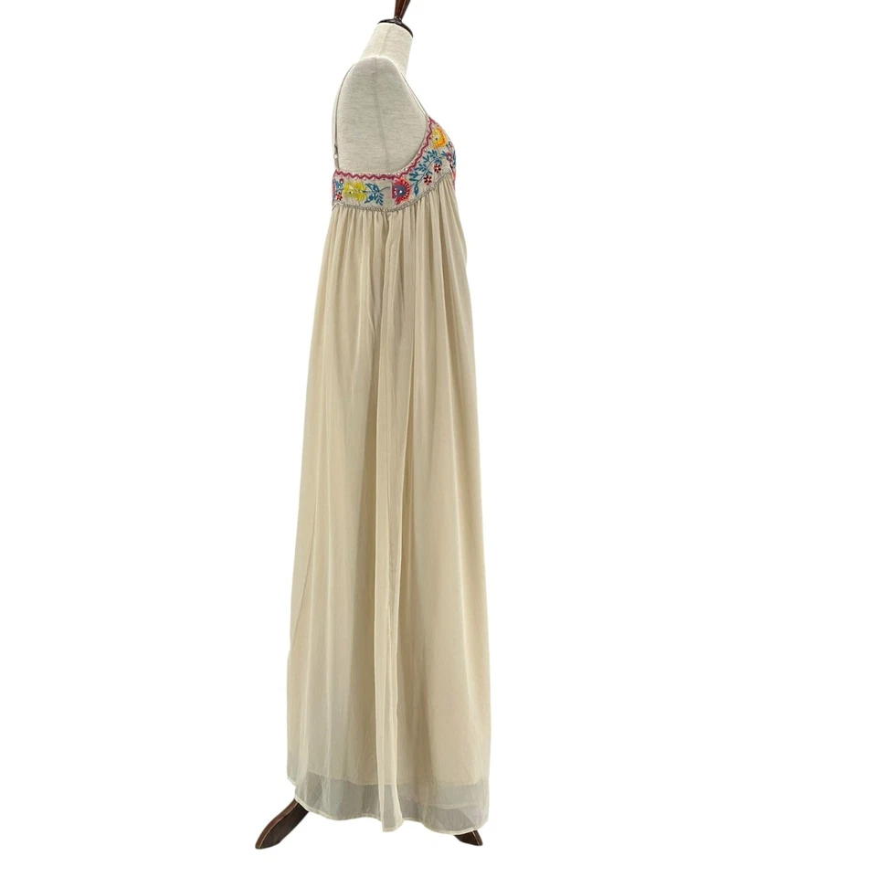 NUEVO Vestido pequeño Boston Proper para mujer bordado floral maxi multicolor beige Foto 3 de 4
