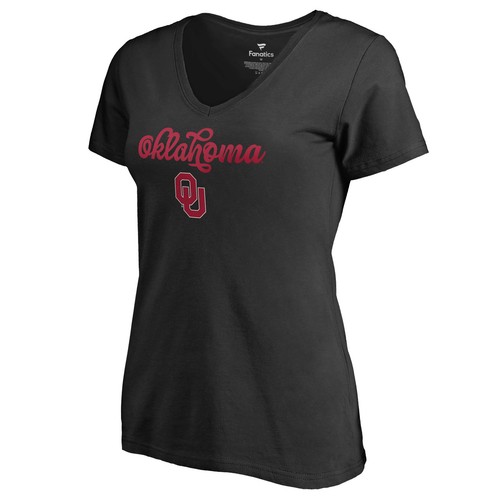 Women's Black Oklahoma Sooners Freehand T-Shirt - Picture 2 of 3