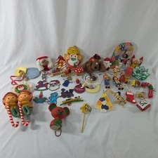 Mixed Lot Vintage Christmas Tree Ornaments - Handmade Wooden, Hallmark, Glass ++