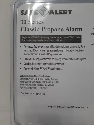 Safe-T-Alert Propane Gas Alarm 30-442-P-BL Black Flush Mount 12V, 90mA For RV - Picture 5 of 7
