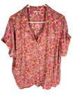 LUCKY BRAND Shirt XL Pink Floral Button up Boxey Boho Spring Summer Top NEW