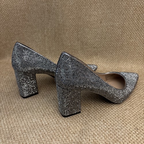 INC International Concepts Shoes 5.5 Silver Bahira Pumps Mirror Ball Block Heel - Picture 6 of 12