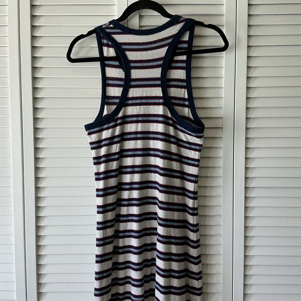 Vestido sin mangas James Perse estándar dividido lateral para mujer talla 2 a rayas playa algodón Foto 3 de 4