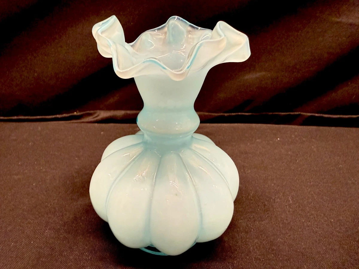 Fenton Blue Melon Vase for sale | eBay