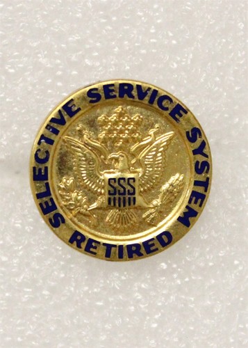 Veteran's Lapel pin 3264: "Selective Service System Retired" - screw back - Picture 1 of 2