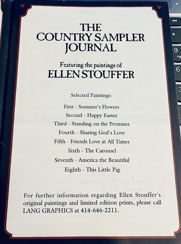 1994 Country Sampler Journal By Lang Graphics Featuring Ellen Stouffer Artwork - Picture 3 of 8