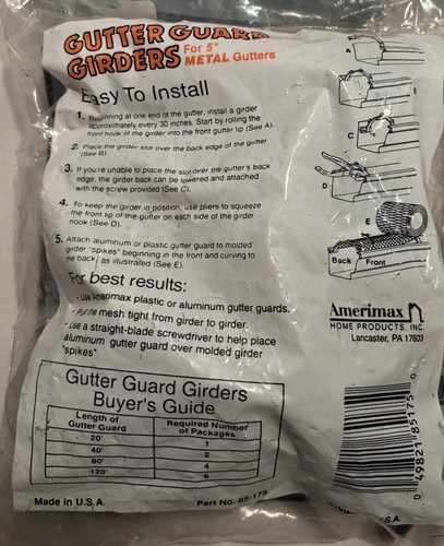 8 Count Amerimax Metal Gutter Guard Girders For 5” Gutters - Picture 5 of 5