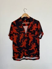 Wicked Clothes Red Devil Cherub Shirt Men XS Demon Button Up Goth Alt Grunge