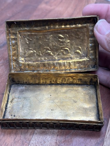 Antik Vintage Nepal Messing Schmuck Kommode Geheimdose mit Cabochon Steinen - Bild 4 von 7