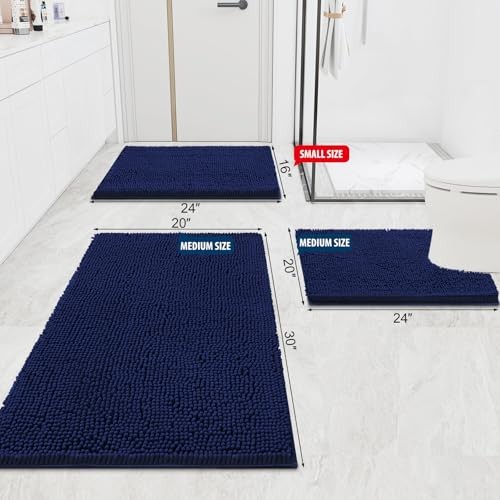 Luxus Chenille Badezimmerteppiche 24x16, extra weich und 24" x 16" Marineblau - Bild 2 von 6