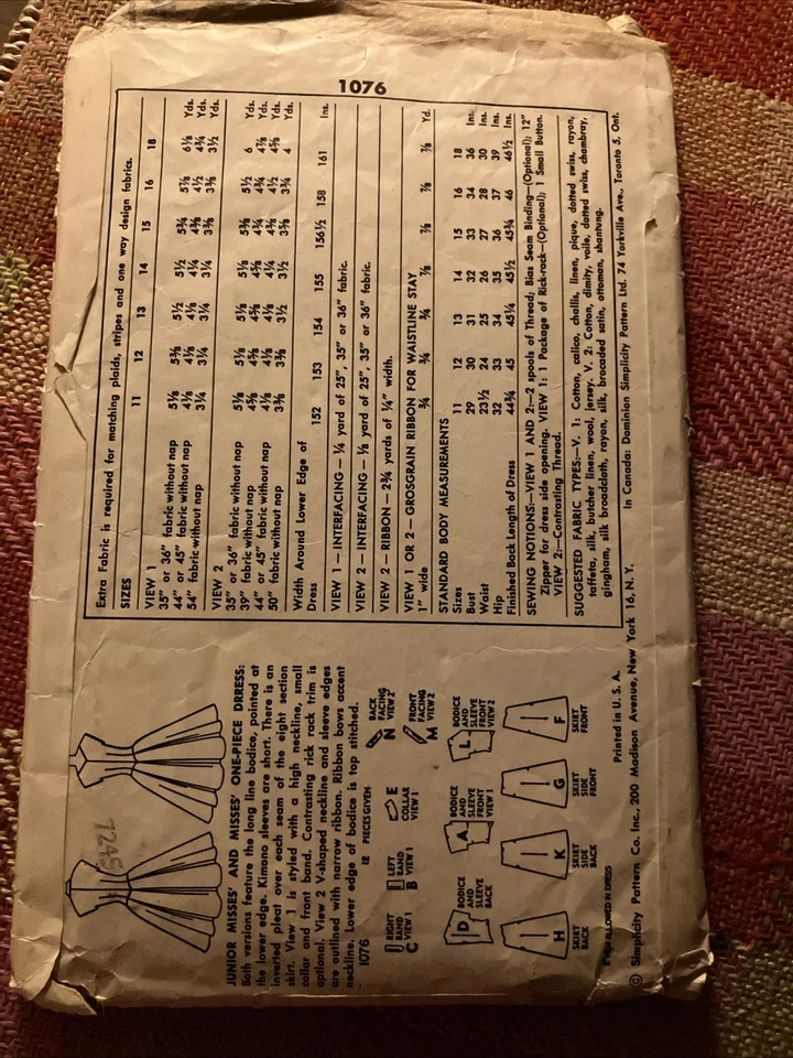 Simplicity 1076 Size 11 Bust 29 Longline Bodice 1950s Evening Dress V Neck - Image 2 of 2