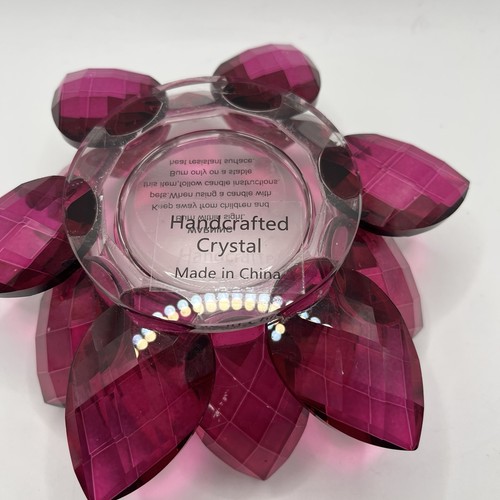 "Candelabro hecho a mano de cristal flor de loto púrpura de 3"" diámetro de 7,5""" - Imagen 4 de 6