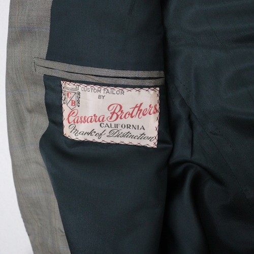Vintage Grey Plaid Wool Blazer w/ Blue Suede Elbow Patches Equestrian Jacket 44R - Picture 14 of 20