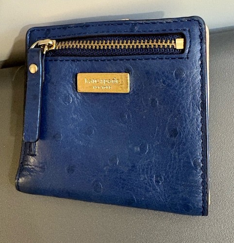 Kate Spade Serenade Valencia Road Ostrich Textured Leather Wallet Navy Blue $85 - Picture 9 of 13