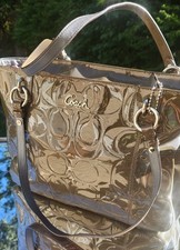 COACH Patent Leather Embossed Shoulder Bag # F17728 Authentic