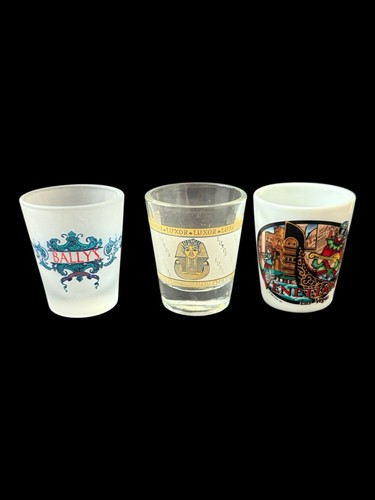 Las Vegas Nevada Casinos Shot Glasses Lot of 3 Collectible Resort Mulitcolor #4 - Picture 3 of 4