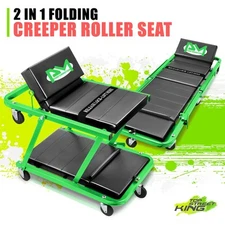 48" 330lbs Z Shaped Green 2-in-1 Car Creeper Seat Rolling Chair Mechanic Tools