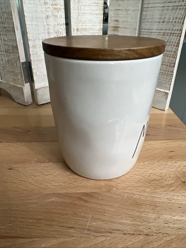 (#968). Rae Dunn “MARSHMALLOW” Cellar/Canister White with Black Letter 5" Tall - Picture 4 of 8