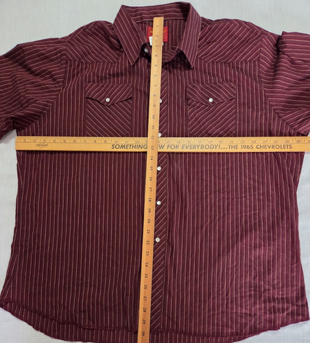 Vintage Rustler X-Long Tails Red Striped Pearl Snap Shirt Men's Size XXL - Picture 3 of 3
