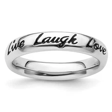 Sterling Silver Stackable Expressions Enamel Live Laugh Love Ring Size 6