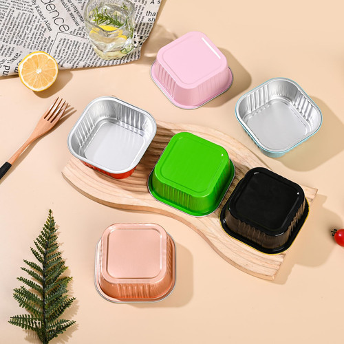 Mini Cake Pans With Lids (10oz,40 Pack) Aluminum Foil Square Cupcake Liners B... - Picture 3 of 5