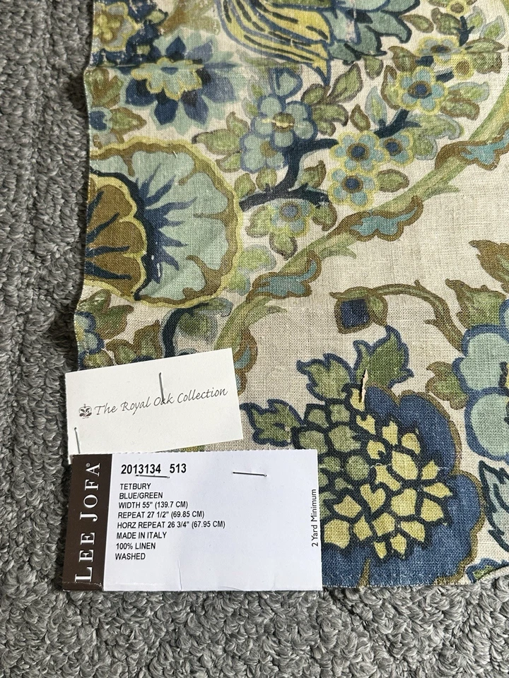 Lee Jofa Fabric Sample Remnant 17.5” APPROX Tetbury Blue Green 2013134513 Crafts - Image 3 of 4