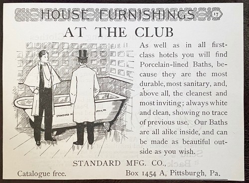 Bañera forrada de porcelana ESTÁNDAR de colección c1890s era victoriana anuncios impresos ~ arte de baño - Imagen 2 de 5