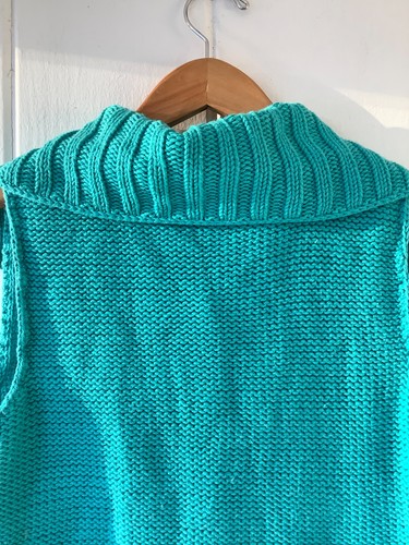 Pure Handknit Women's XS/S Chunky Knit Blue Button Front Cardigan Sweater Vest - Picture 7 of 7
