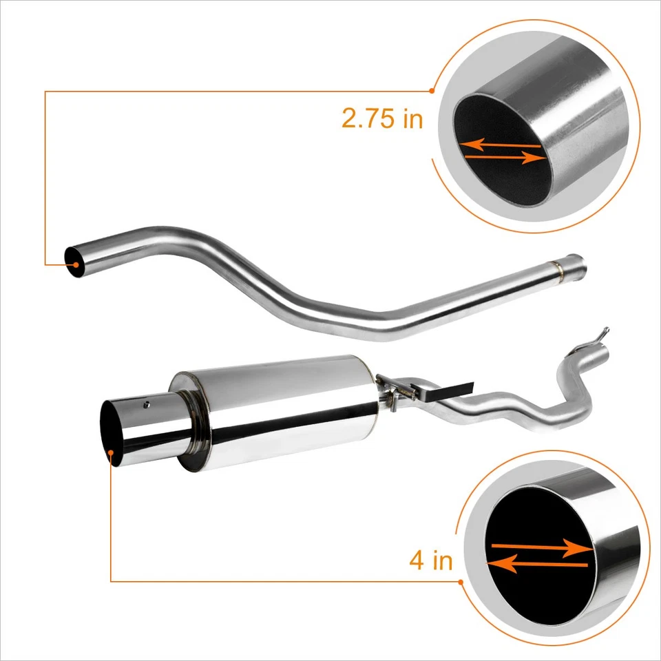 Silenciador de punta de 4" para Chevy Cavalier 95-05 2,2 L L61 sistema de escape Catback de carreras Foto 3 de 4