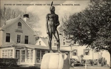 Chief Massasoit Statue Plymouth Massachusetts vintage postcard p470