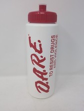 DARE Drug Free Drug Awareness Water Bottle Red & White Made In USA