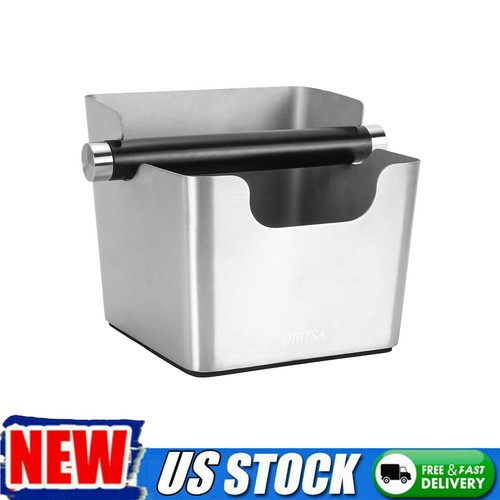 Large Espresso Knock Box Stainless Steel for Coffee Ground Removable Rubber Bar - Picture 1 of 12