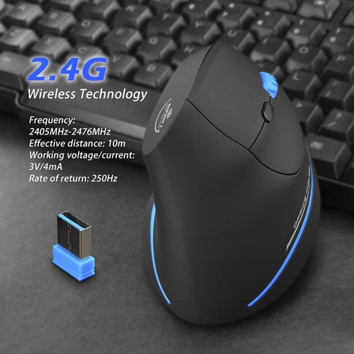Vertical Wireless Mouse,2.4G USB Optical Ergonomic Mice with 3 Adjustable DPI... - Picture 5 of 7