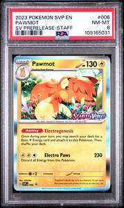 PSA 8 - Pawmot Holo SVP006 SV Base STAFF Prerelease Promo - Pokemon