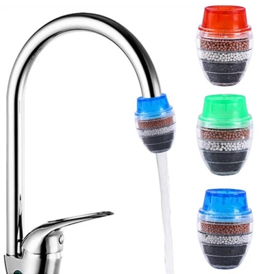 3 Pack Faucet Mount Filters, Water Filter Tap blue, red, green - Image 1 of 4