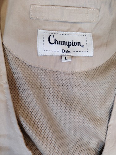 Mens Champion Dale Y2k Beige Utility Vest Jacket Size L Fisherman Field Gilet - Picture 8 of 9