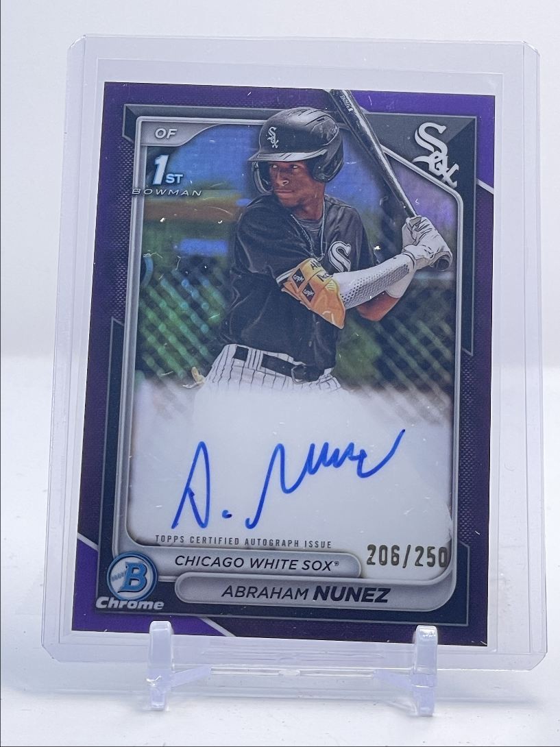 ABRAHAM NUNEZ 2024 BOWMAN CHROME 1ST PURPLE REFRACTOR AUTO /250 Q4147