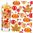 190PCS Thanksgiving Vases Fillers, Orange Red Beads Faux Pumpkin Maple Leaf Set