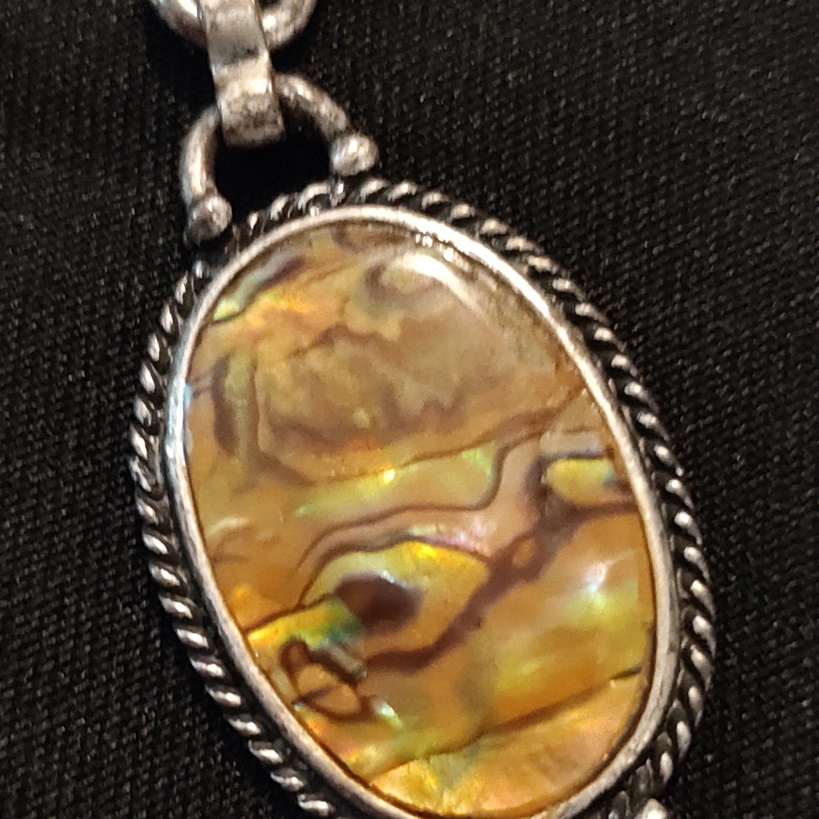 Statement Abalone Shell Necklace Oval Link Chain … - image 9