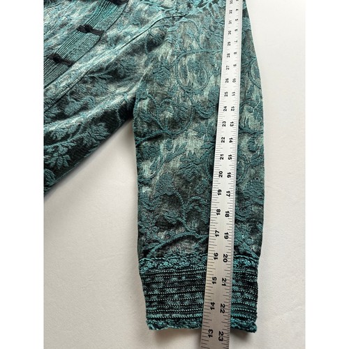 Chaqueta Coldwater Creek Brocado Pequeña Grande Verde Azulado Toggle Tapiz Blazer De Colección - Imagen 4 de 12