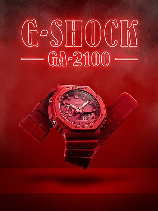 G-Shock GA-2100-4AER – Reloj Rojo con Estilo y Resistencia Militar (20 ATM)