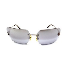 CHANEL Coco Mark CC Logo Sunglasses Pre-Owned Silver Gray Italy Authentic M03148