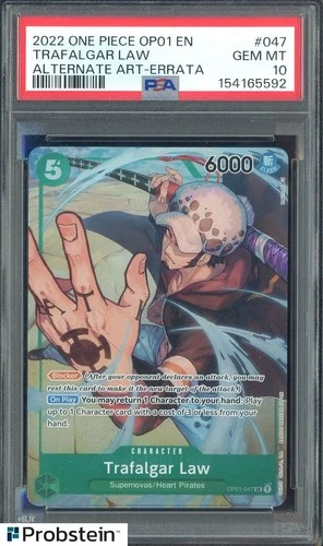 2022 One Piece OP01 #047 Trafalgar Law Errata Alternate Art PSA 10 GEM MINT
