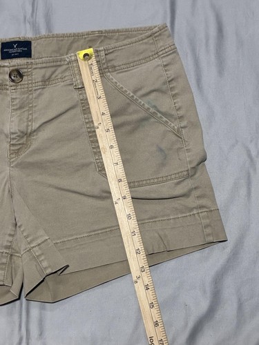 American Eagle Shorts Womens 16 Khaki Beige Stretch Midi Casual Pockets Summer - Picture 6 of 14