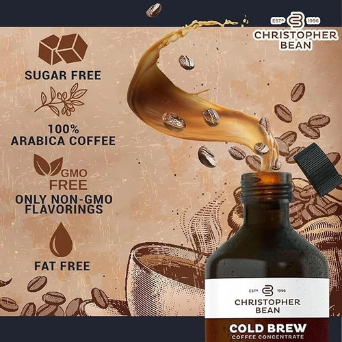 Christopher Bean Decaf Breakfast Blend Cold Brew Coffee Bottle-Sweet ,Rich Taste - Picture 2 of 2
