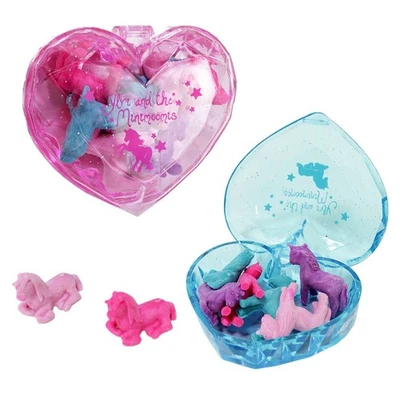 BEMIRO Einhorn Radiergummi Mini in Herzdose | Radiergummi Einhorn | Radiergummi Set