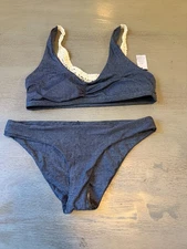NEW  denim blue lace  L  SPACE two piece swimsuit bikini size small