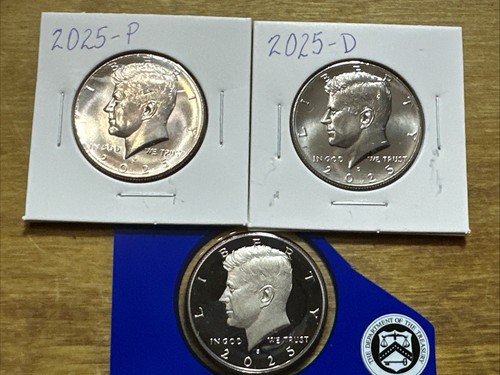 2025-P +D+S Brilliant Uncirculated Kennedy Half Dollar with Clad Proof 3 Coins