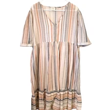World Market Womens Striped Kaftan Dress Swim Cover One Size Neutral Colors 
